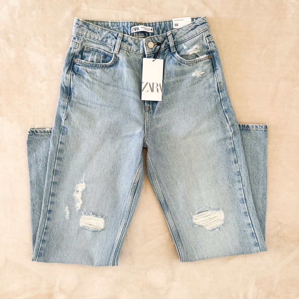 Low Rise Straight‎ Leg Ripped Jeans Size 4 - Picture 5 of 9